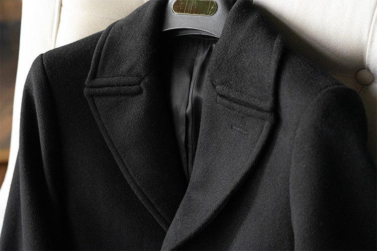 Mauroicardi Autumn Winter Long Warm Black Trench Coat Men Single Breasted Luxury Wool Blends Overcoat 2022 High Quality Clothing