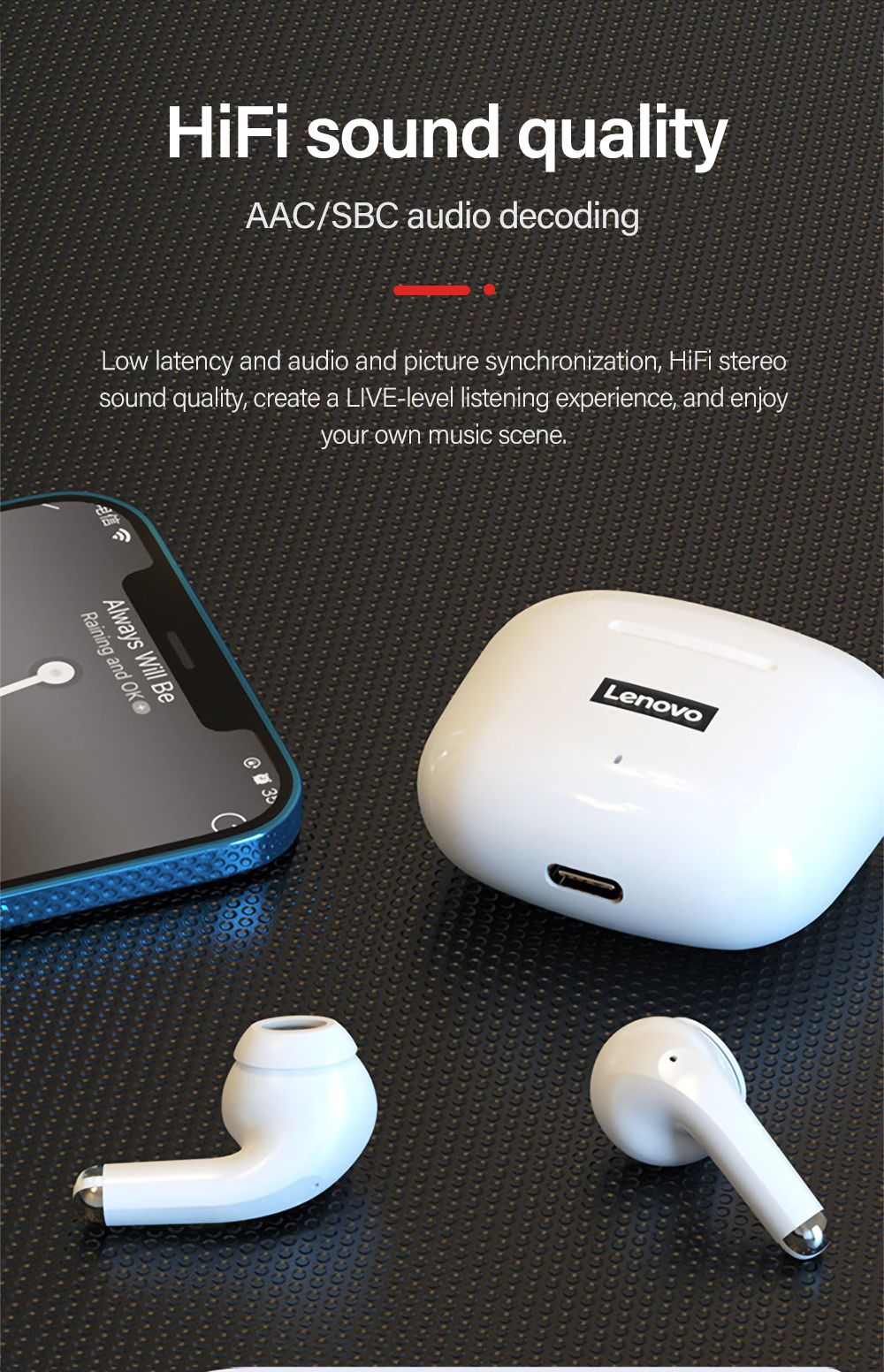Fone de Ouvido TWS Original Lenovo LP40 Pro 100% Sem Fio Bluetooth 5.1 Esportivo com Redução de Ruído Controle de Toque 250mAh Novo 2022
