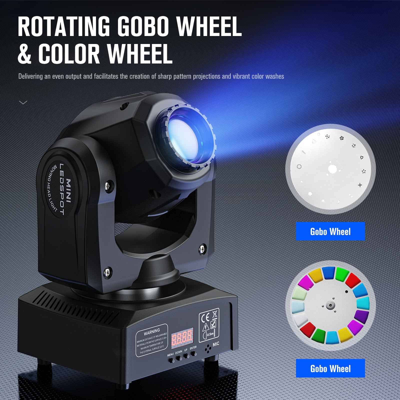 2PCS 30W Spot Moving Head Light Beam Stage Effect Lighting Projector DMX Voice Control for Disco Party Concert Wedding Theater