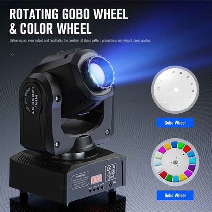 2PCS 30W Spot Moving Head Light Beam Stage Effect Lighting Projector DMX Voice Control for Disco Party Concert Wedding Theater