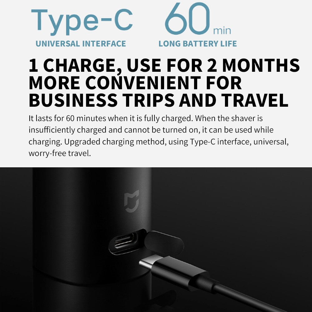 XIAOMI MIJIA S500 Electric Shaver Dry Wet Shaving Triple Blade Trimmer Beard Floating Head Men's Shaver Electric Razors Machine