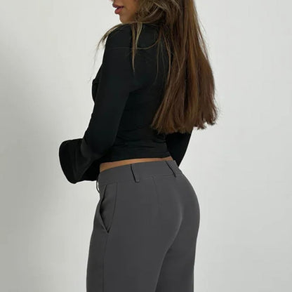 Women's Blouses Sexy Lace Deep V Neck Long Bell Sleeves Top Slim Fit Low Cut Sheer Mesh Shirt For Spring Fall Women's Clothing