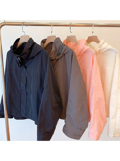 Mumaroho 2025 Autumn Winter Women Windbreaker Jacket Windproof Solid Long Sleeve Outdoor Sport Hooded Thin Coat Jacket For Women