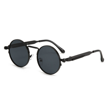 Retro Men Punk Style Sunglasses Colorful Round Metal Frame Women Fashion Sunglasses Uv400 2023