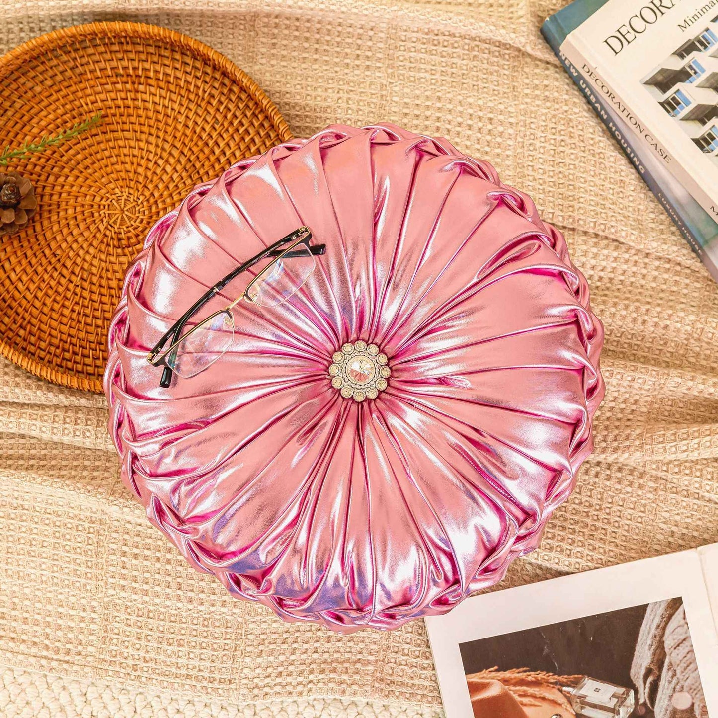 2025 New Circular Nordic Ins Style Solid Color Sequins Wheel Pillow Sofa Cushion Bedside Window Futon Cushion Pumpkin Pillow