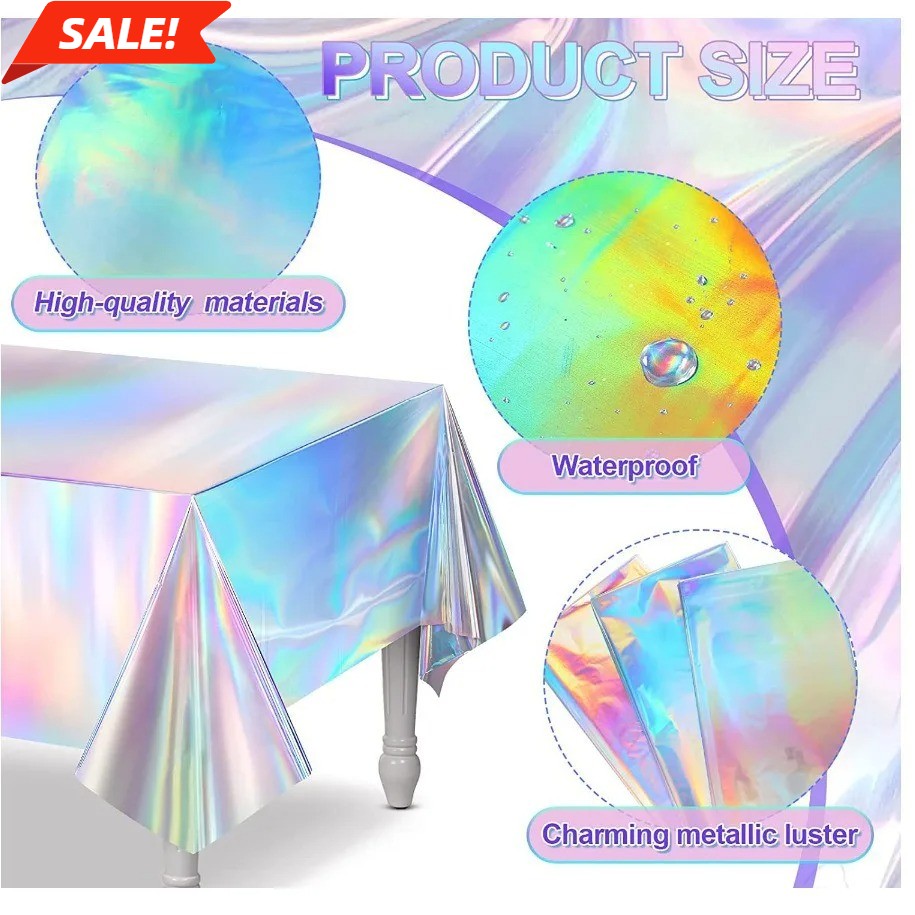 Laser Rainbow Theme Party Disposable Tablecloth & Rectangular Mantel De Mesa Cover for Birthday Wedding Home Decor Supplies
