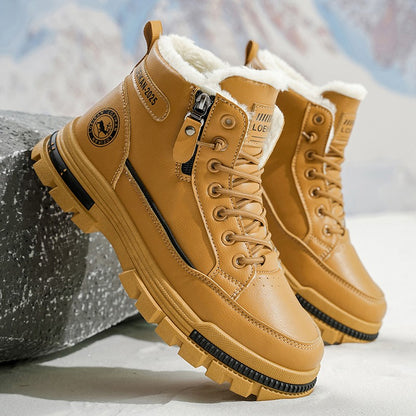 2025 men's new style snow boots, high-top leather boots, cold-resistant, popular in autumn and winter, outdoor wear-resistant, w