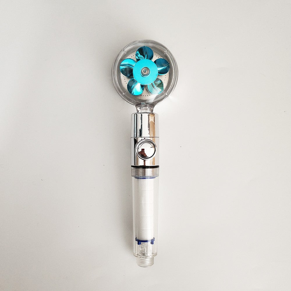 Filtered Turbo Propeller Bathroom Shower Head High Pressure Water Saving Stop Button Showerhead Water Pressure Adjustable Shower