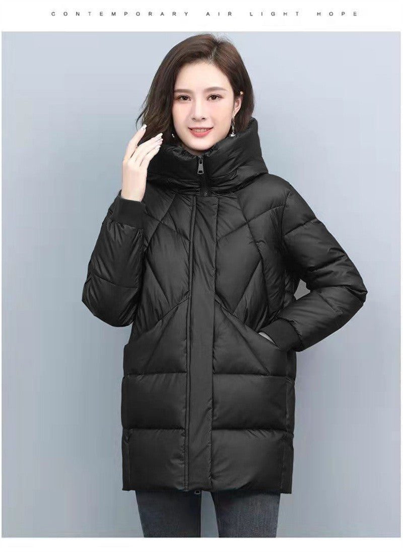 2023 Hooded Cotton Coat Women's Mid-Length Winter Jackets Elegant Mother's Parkas Padded Jacket Thick Down Padded Jacket Vintage
