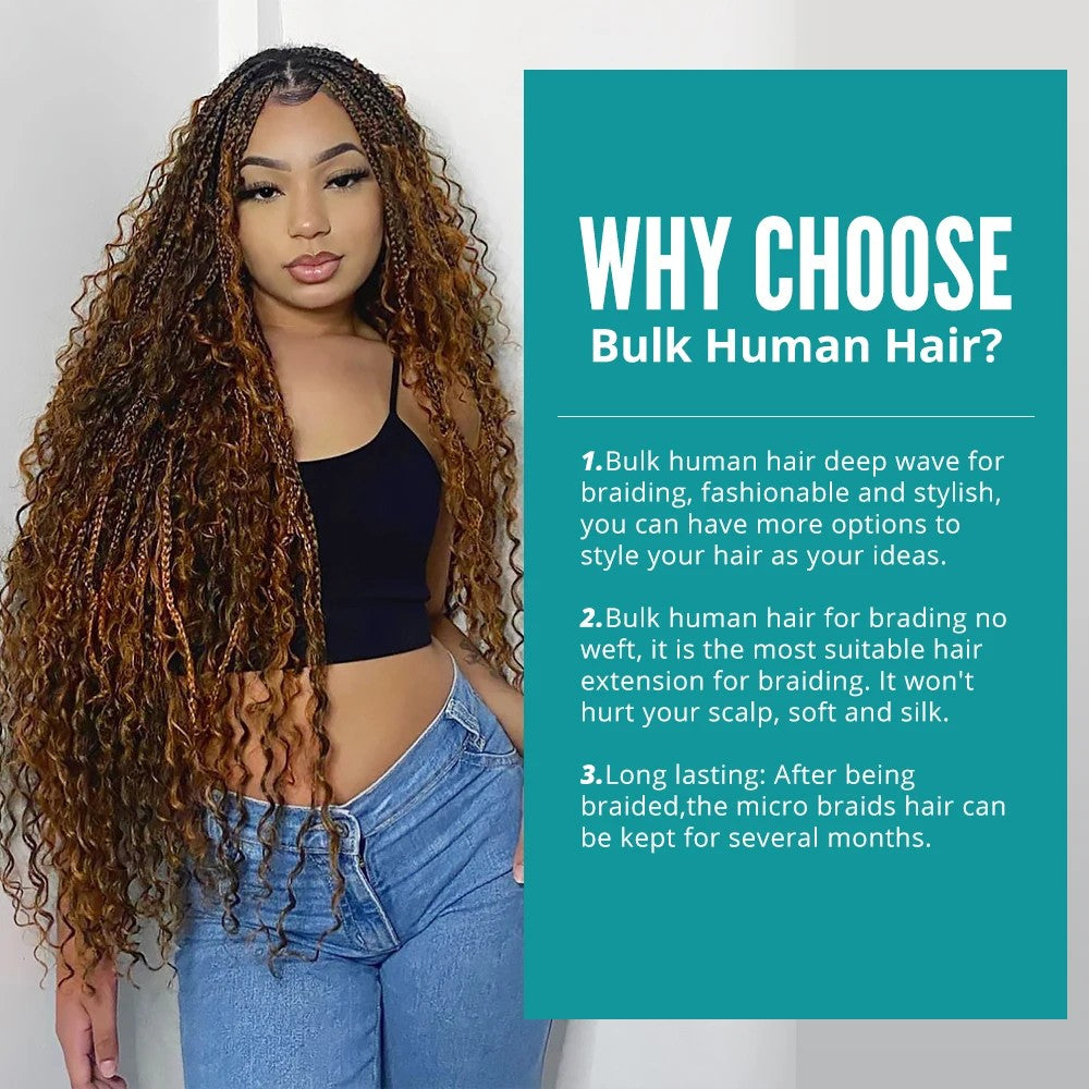 Ombre Highlight 427 Cabelo Humano Cacheado Brasileiro Profundo Ondulado Boho Tranças 100% Cabelo Humano Remy Extensões de Cabelo Humano Cru para Trança