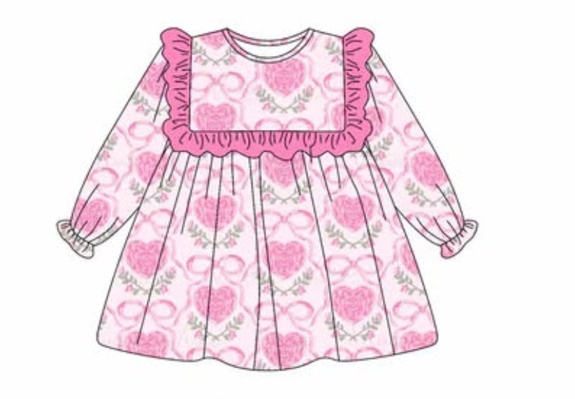 Boutique Sweetheart Love Bows Little Girls Outfits Baby Bubble Romper Sibling Matches Sister Baby Clothes Suit