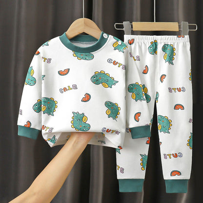Cotton Children Pajamas Sets Unisex Soft Comfort Warm Cute Cartoon Printed Suitable Boys Girls Perfect for Autumn Winter Warmth