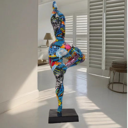 Europe Resin Decoration Home Wine Cabinet Ornaments Action Figures Statue Graffiti Yoga Weight Loss Woman Living Room Decor New