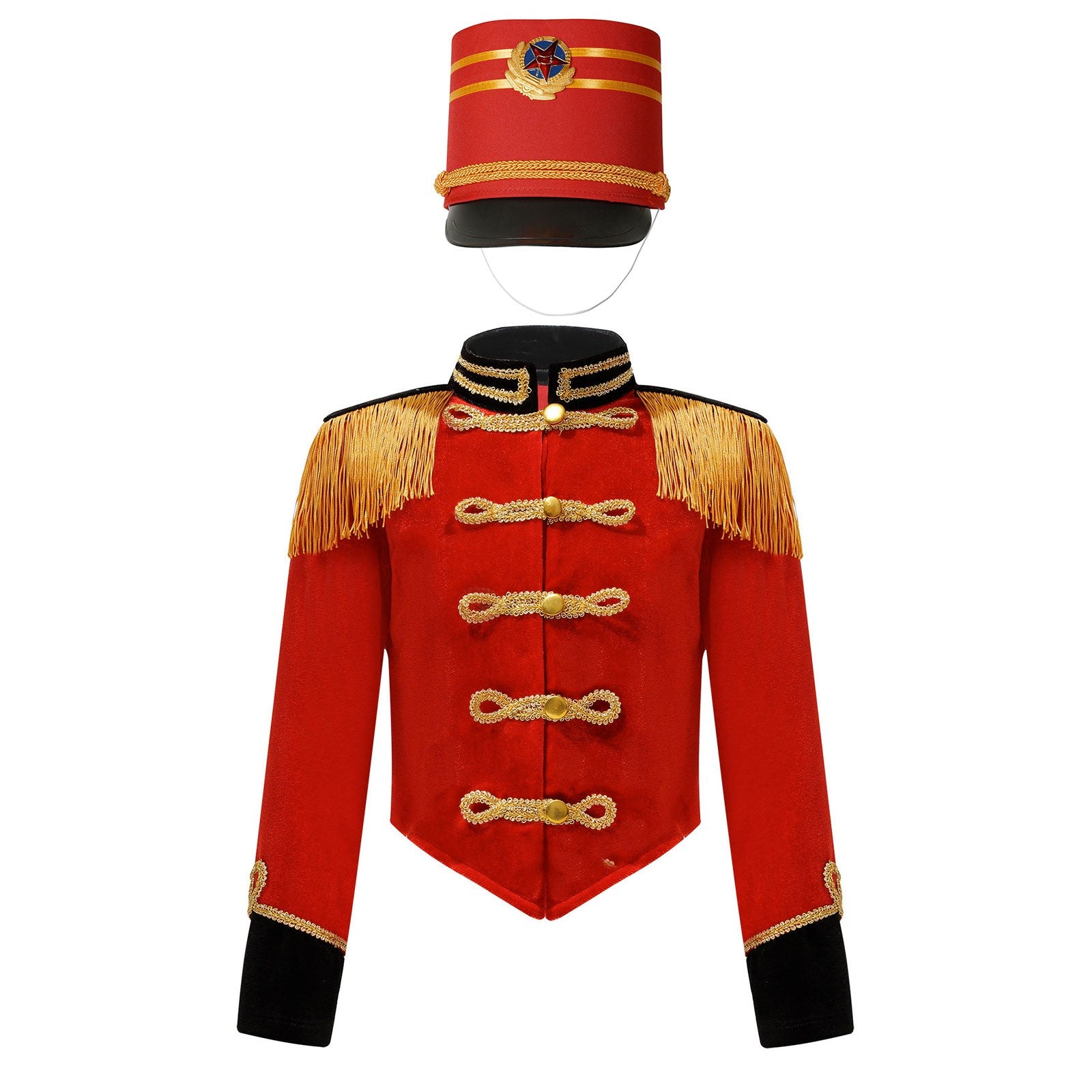 Boys Girls Drum Major Team Uniform Nutcrackers Costume Set Marching Band Tassel Jacket Coat Hat Outfits for Drummer Performance