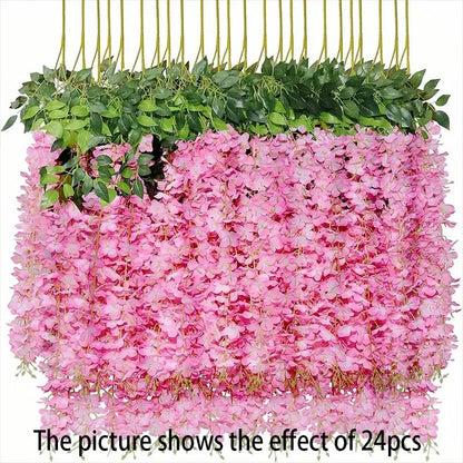 12pcs Wisteria Vine Artificial Flowers Wholesale Trailing Fake String for Home Wedding Party Decor Silk