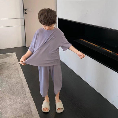 1-6 Years Solid Color Baby Clothes Set Summer Modal Newborn Baby Boys Girls Clothes 2PCS Baby Pajamas Unisex Kids Clothing Sets