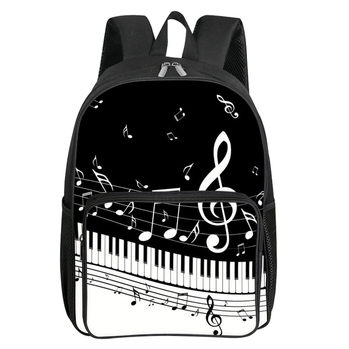 Musical Note Print Square Front Pocket Backpack Zipper Large Capacity for Boy/Girls Best Gift 3D Cartoon Children's School Bag