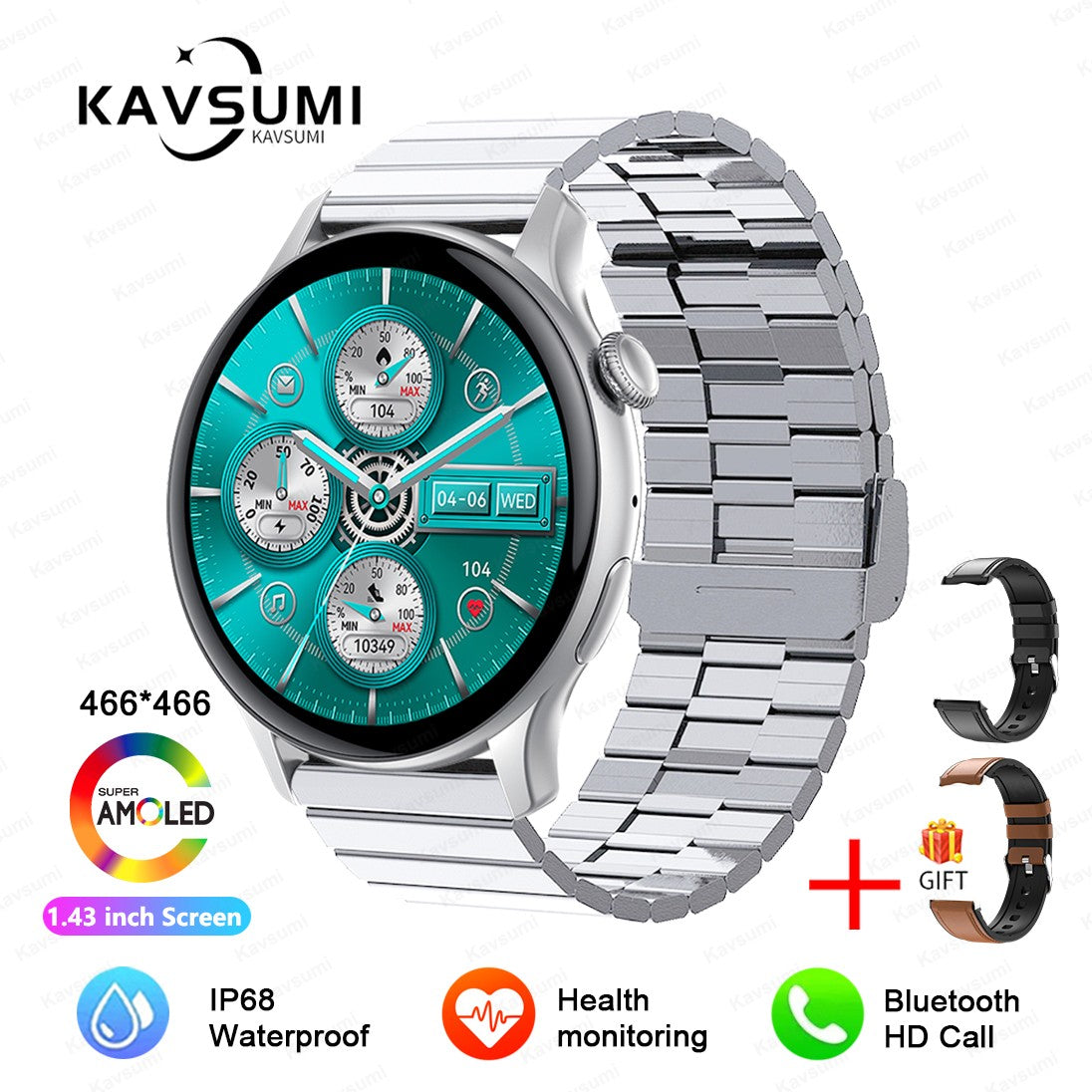 Smartwatch Feminino 2025 NFC Amoled HD GPS Monitor Cardíaco Bluetooth Ligações à Prova D'Água Para Mulheres Presente
