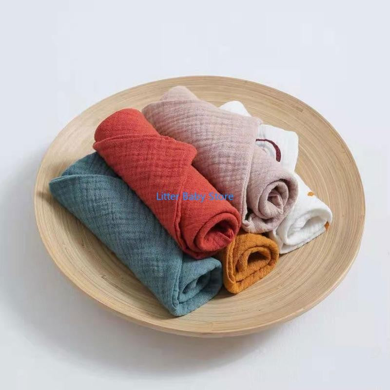 N80C 10Pcs Baby Square Towels Infants Wash Hand Face Towel Handkerchief Feeding Bib Burp Cloth Soft Crepe Muslin Saliva Towel