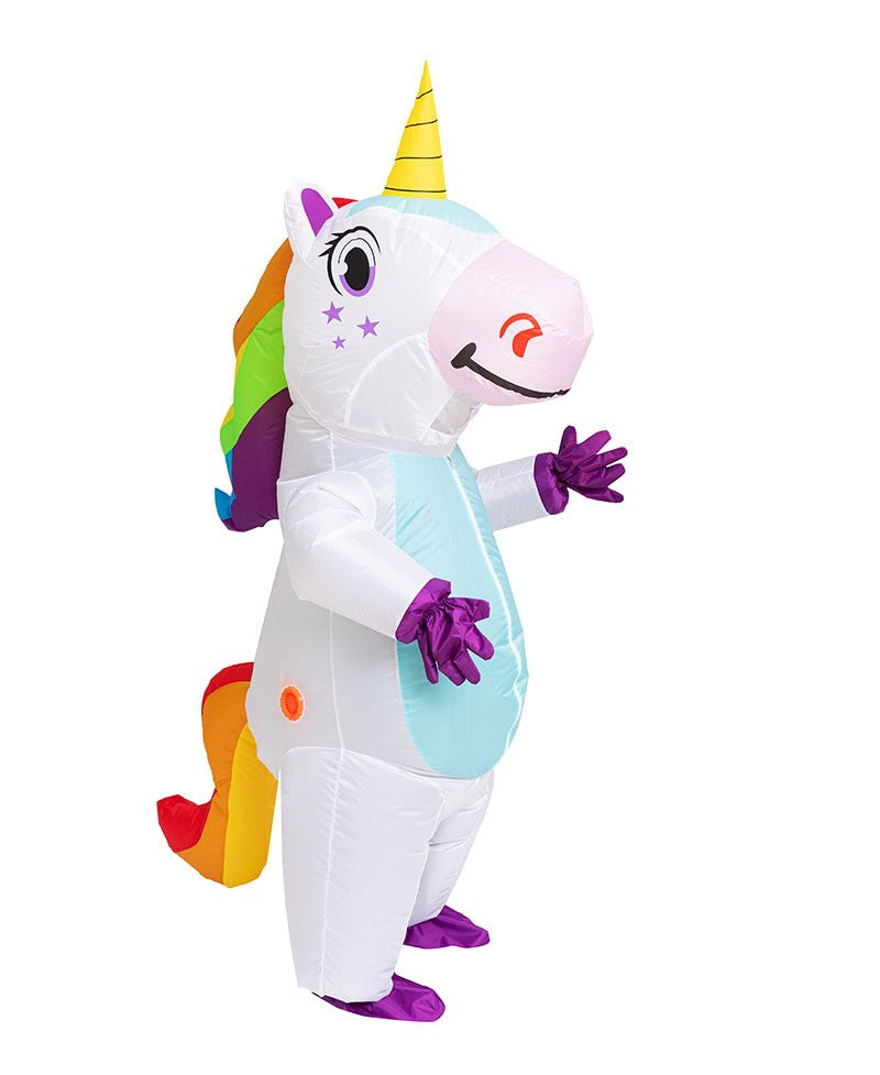 Inflatable Unicorn Costume Adult Kids Rainbow Halloween Costumes for Wommen Men Adult Carnival Mascot Christmas Cosplay