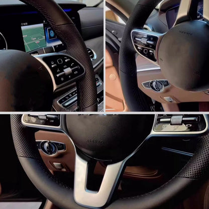 Capa de volante de couro artificial preto antiderrapante costurada à mão, personalizada para Mercedes Benz Classe C W203 2001-2007