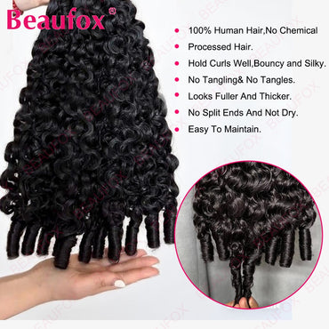 Beaufox Burmese Curly Hair Bundles Pixie Curly Bundles Human Hair Virgin Water Wave Human Hair Bundles Ocean Spiral Curly 30”