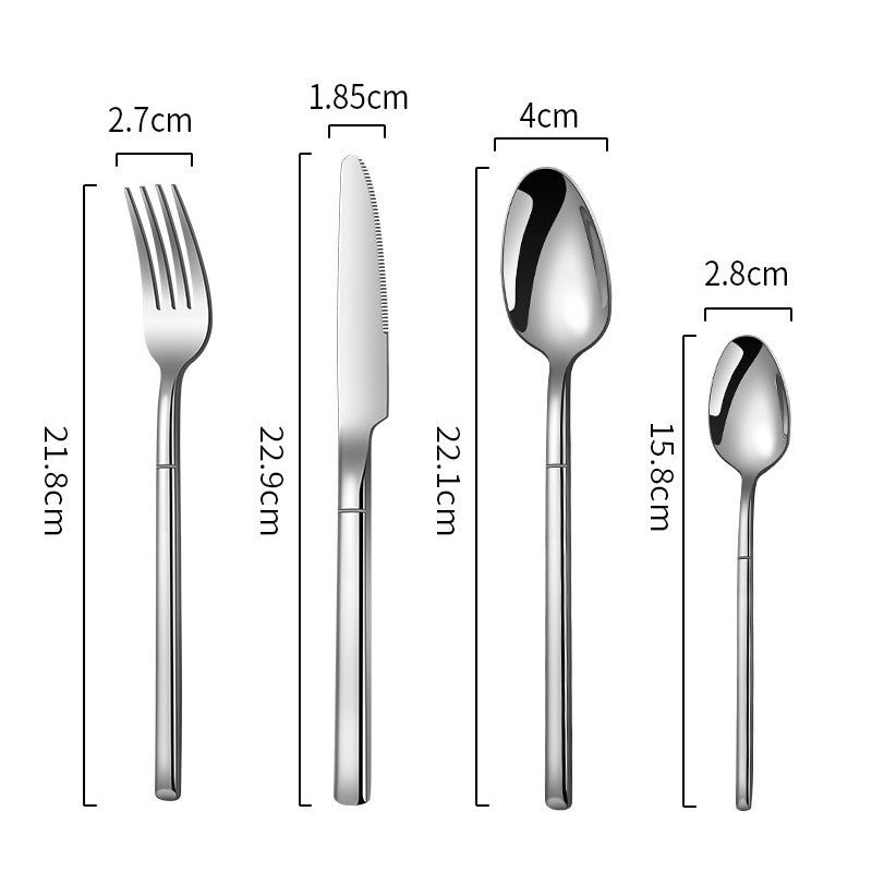 Cutlery set Thickening and widening high-grade 304 stainless steel tableware Knight knife fork spoon tableware set dinnerware