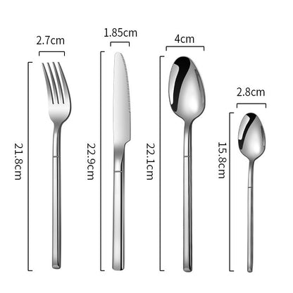 Cutlery set Thickening and widening high-grade 304 stainless steel tableware Knight knife fork spoon tableware set dinnerware
