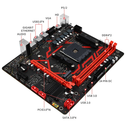 Placa-mãe ZSUS A520 AMD Ryzen 5 5600X DDR4 32GB 3200MHz Suporte M.2 NVMe Placa-mãe Micro ATX AM4 Ryzen