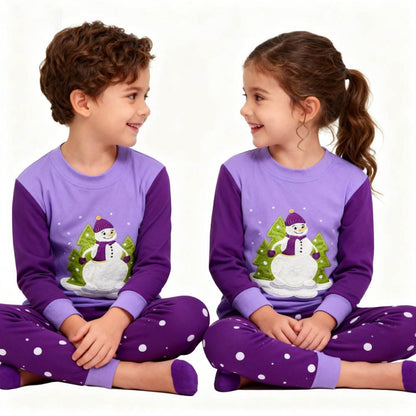 100 Cotton Girls Christmas Pajamas Sets Kids Pyjamas Penguin Snowman Pijama Xmas Homewear Baby Sleepwear Children Nightwear Pjs