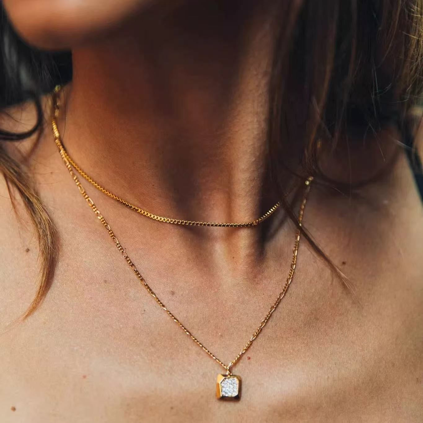 1.2mm Simple Stainless Steel Box Chain Necklace Gold Color Titanium Steel Men Necklace Fashion Women Jewelry Trend Accessories