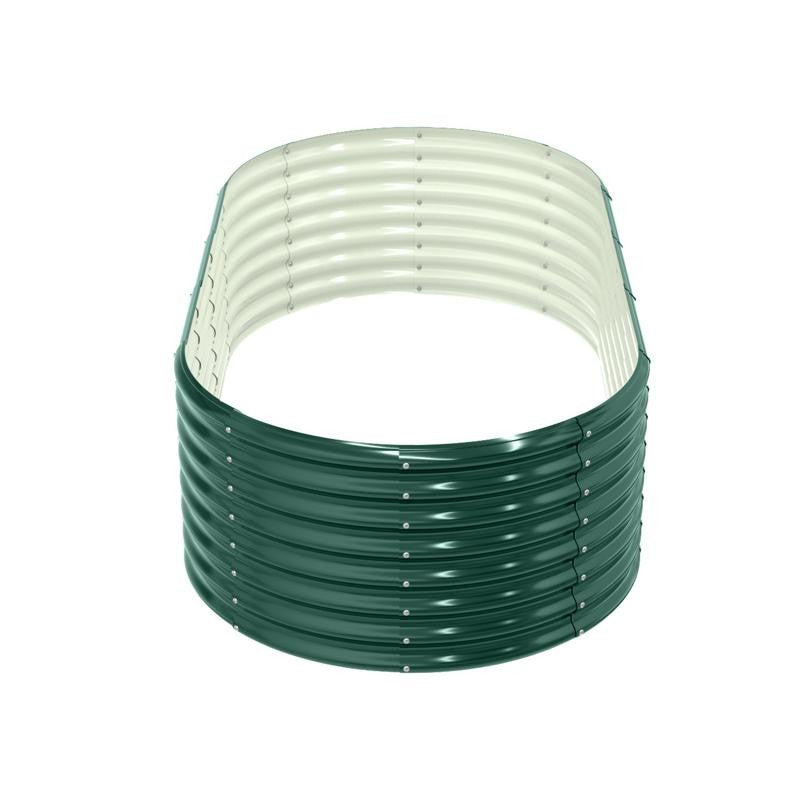 8x4x2ft Oval Galvanized Metal Raised Garden Bed Planter for Veggies, Fruits & Flowers, Green Outdoor Gardening Box