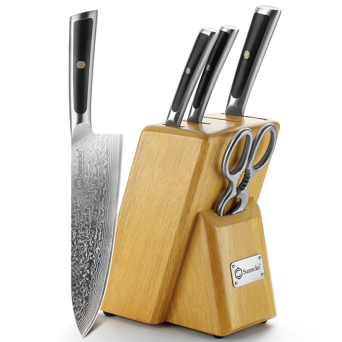 Facas Damasco Sunnecko 1-6Pcs/Set Faca de Cozinha Ultra Afiada com Núcleo VG10 Fio de Corte Utilitário Cutelo do Chef Santoku Fatiar Descascar