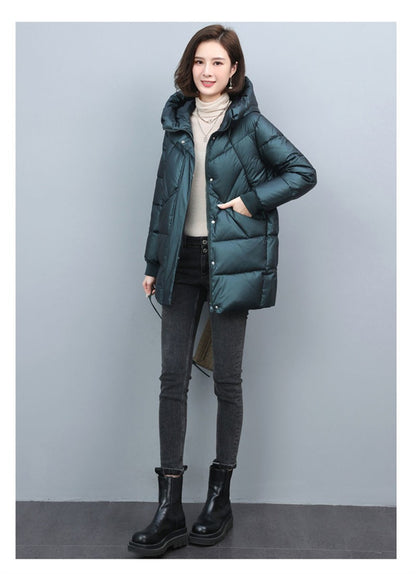 2023 Hooded Cotton Coat Women's Mid-Length Winter Jackets Elegant Mother's Parkas Padded Jacket Thick Down Padded Jacket Vintage