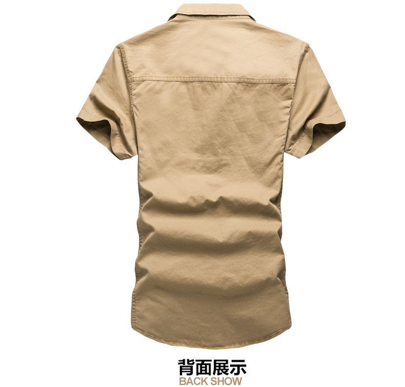 2025 New Men's Cargo Tactical Shirts 100% Cotton Short Sleeve Work Brand Military Shirt Chemise Plus size 5XL