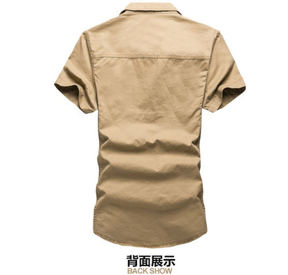 2025 New Men's Cargo Tactical Shirts 100% Cotton Short Sleeve Work Brand Military Shirt Chemise Plus size 5XL