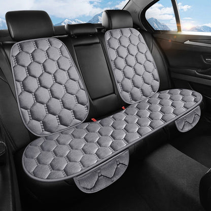 Car seat cushion three piece set, single seat, single piece, winter plush backrest, no binding, anti slip, cold resistant pad