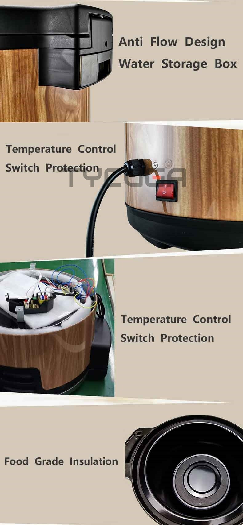 15L Electric Rice Cooker Heating Insulated Food Container Non-stick Inner Soup Warmer Kitchen Appliances For Sushi Restaurant