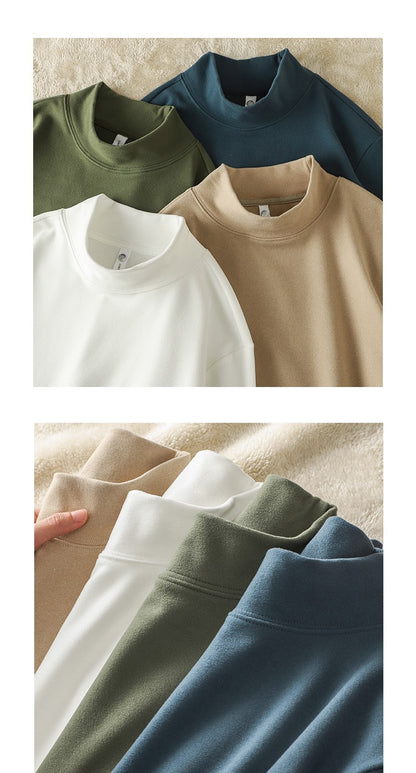 DUKEEN Dralon Mock-Neck Undershirts for Men Winter Long-Sleeve Warm Solid Color Thermal Underwear Top Heavyweight Men's Clothing