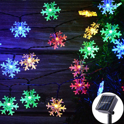 12m Solar Snowflake LED String Lights Fairy Lights Garland Outdoor New Year Christmas Tree Home Garden Decorations Lamp