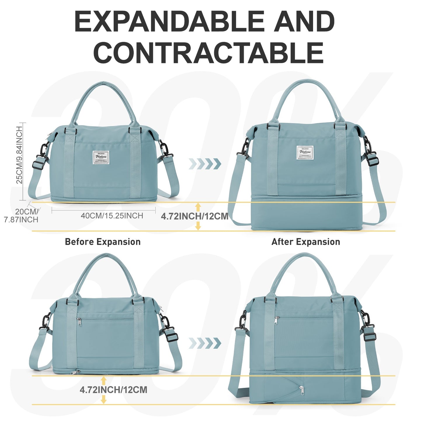 Travel Bags for Women Men, Expandable Handbag Travel Duffle Bag for Plane Ryanair 40x20x25 Cabin Weekend Bag Gym Bag Sports Bag