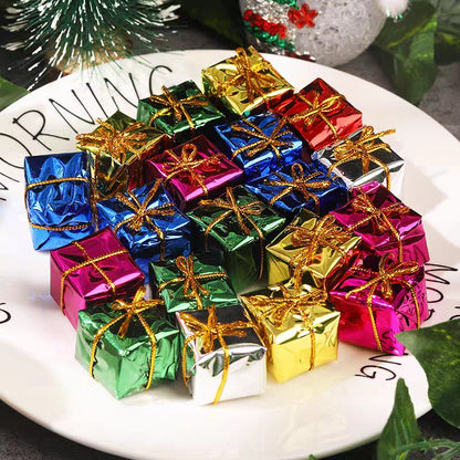 12/240x Christmas Foam Gifts Boxes Xmas Tree Hanging Pendants Colorful Candy Boxes Home Festival Party DIY Decoration Supplies