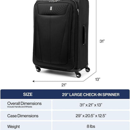 Expandable 4-Wheel Softside Luggage, Dusty Rose Pink, 29-Inch Large Suitcase for Men & Women