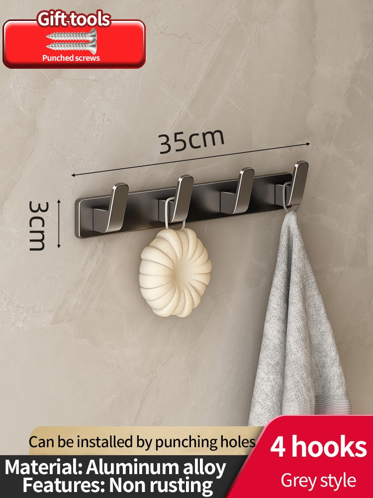 no drill Space Aluminum punch-free Kitchen Hook Bathroom Clothes Hooks Storage Rack Hook Door Wall Hanging Household Accessories