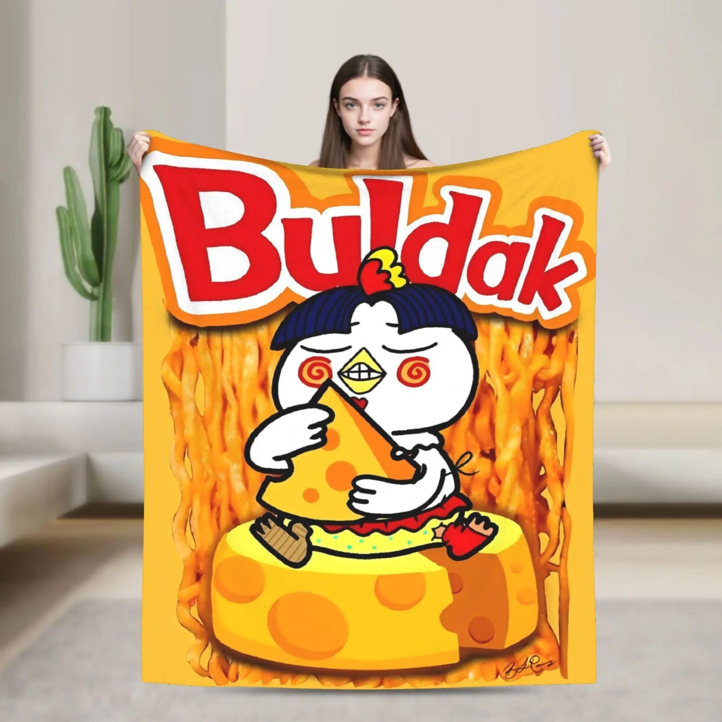 Spicy Chicken Noodle Hot Buldak Blanket Soft Warm Throw for Living Room Travel Office Flannel Bedding Quality Bedspread Design