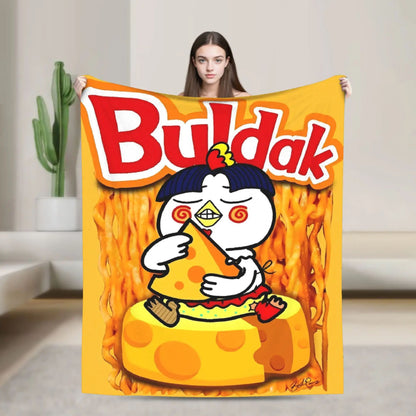 Spicy Chicken Noodle Hot Buldak Blanket Soft Warm Throw for Living Room Travel Office Flannel Bedding Quality Bedspread Design