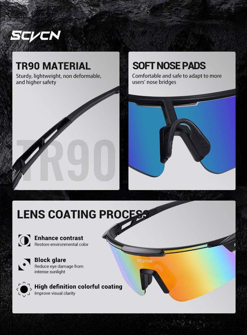 SCVCN New Men Bicycle Sunglasses Women Outdoor Cycling Glasses MTB Driving Bike Eyewear Sports Running Hiking UV400 Goggles