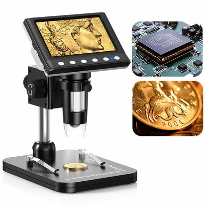 Microscópio Digital Hayve 4.3'' 1600X Microscópio USB 1080p Microscópio para Solda com 8 LEDs Compatível com Windows/Mac OS (DM7)