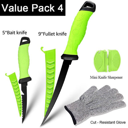 Faca de Pesca para Filetar Desossar Peixe 5 6 7 8 9 Polegadas Faca de Sashimi de Cozinha Antiaderente para Raspar Peixes Faca para Filetar Bainha
