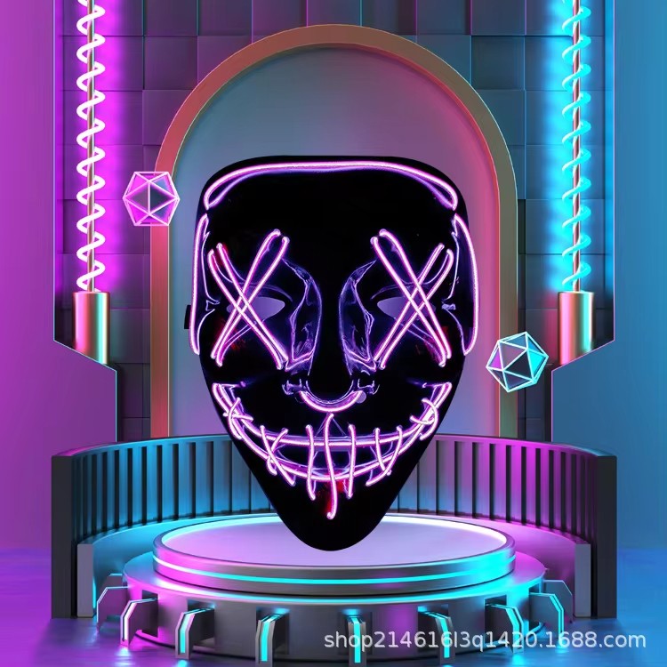 New Halloween Neon Led Purge Masquerade Carnival Party Masks Light Luminous in The Dark Cosplay Supplies